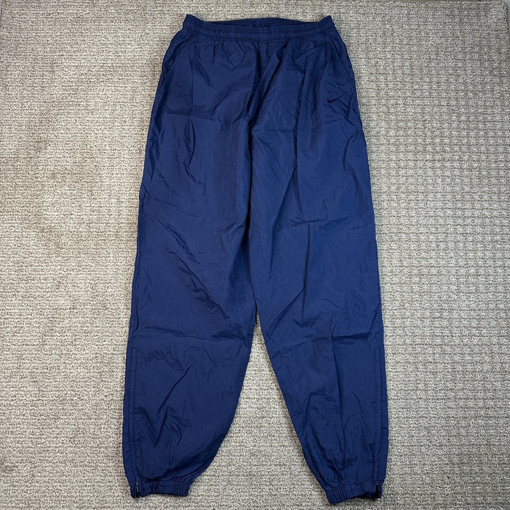Nike Vintage Windbreaker Track Pants Mens Large Navy Blue Nylon Joggers 90s